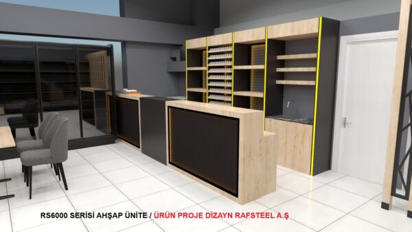 RS6000 SERİSİ AHŞAP ÜNİTE 23 / ÜRÜN  PROJE DİZAYN GÖRSELİ RAFSTEEL A.Ş