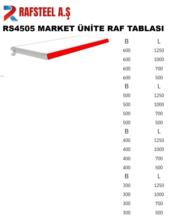 RS4505 MARKET ÜNİTE RAF TABLASI