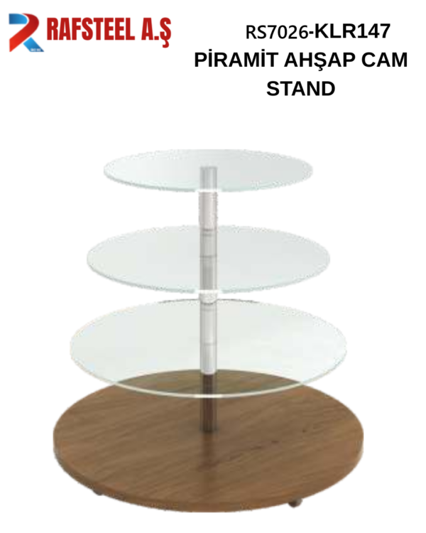 RS7026-K147 PİRAMİT AHŞAP CAM STAND