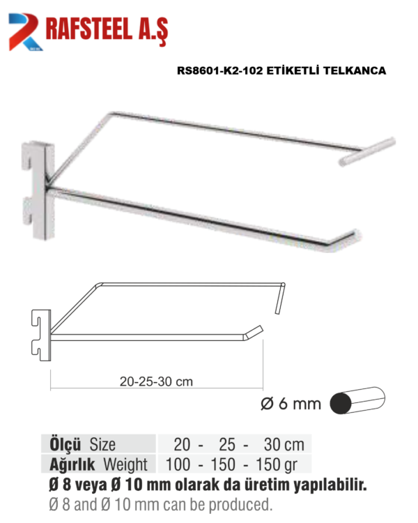 RS8601-K2-102 ETİKETLİ TEL KANCA