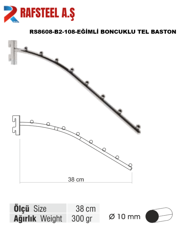 RS8608-B2-108-EĞİMLİ BONCUKLU TEL BASTON