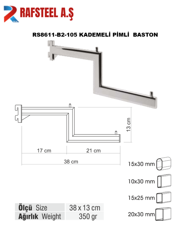 RS8611-B2-105 KADEMELİ PİMLİ  BASTON