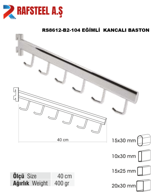 RS8612-B2-104 EĞİMLİ  KANCALI BASTON