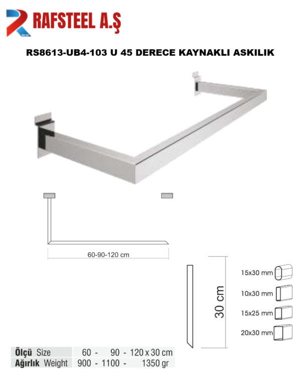 RS8613-UB4-103 U 45 DERECE KAYNAKLI ASKILIK